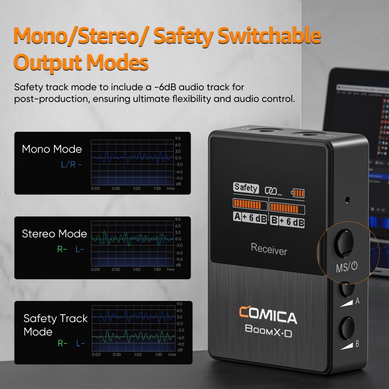 COMICA BoomX-D2 Wireless Lavalier Microphone for iPhone, Android Camera, Dual Lapel Mic System with 2 Transmitters, 656ft Stable Range, Noise Cancelling, Ideal for Vlog, YouTube, Content Creators - Image 5